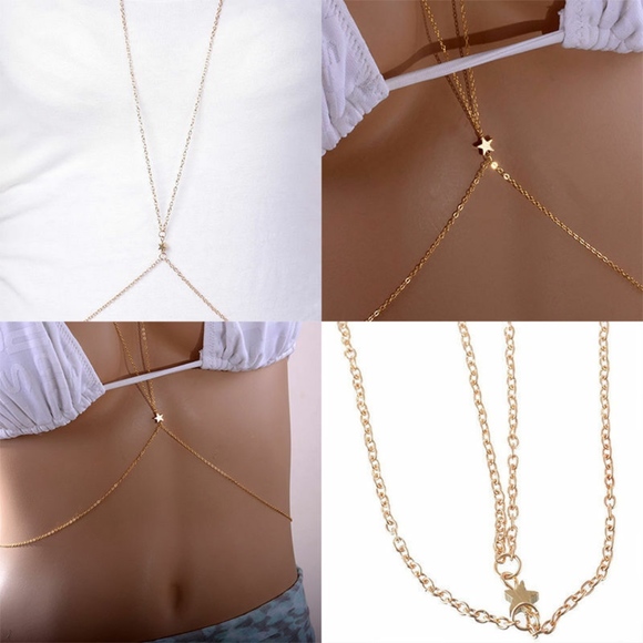Gold Star Body Chain Necklace and Waist - Picture 2 of 6